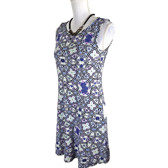 Talbots ~Woman Size M Petite~ Blue Multi Cotton Sleeveless Dress w/Pockets. - Picture 11 of 12